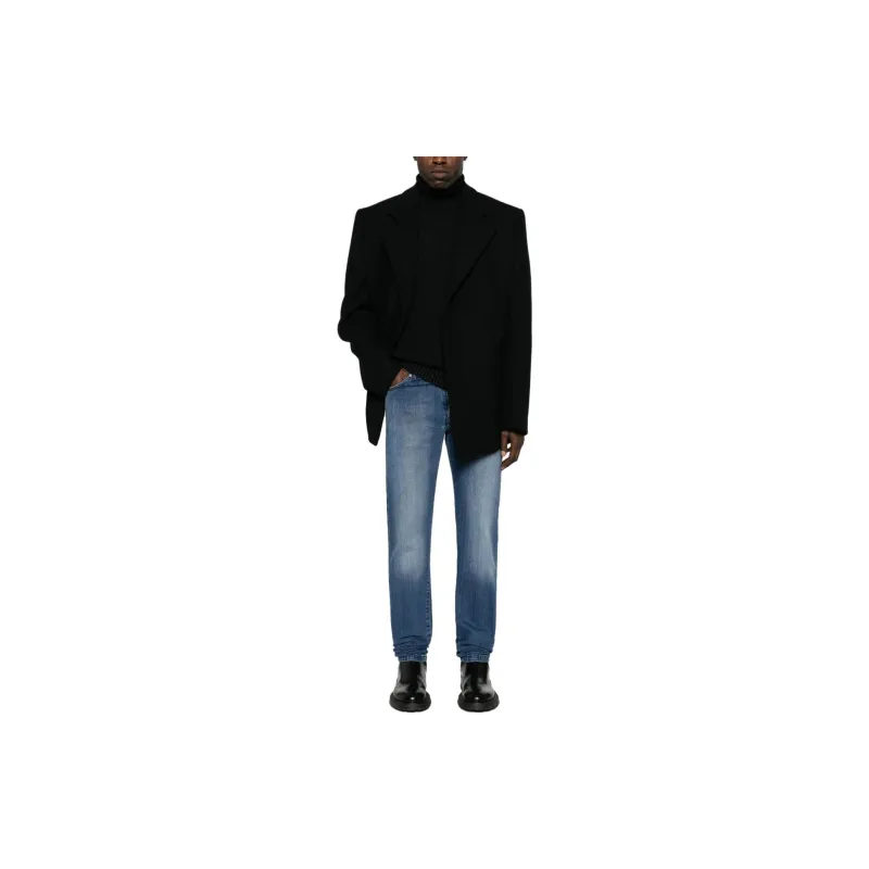 KITON Contrast-stitching Mid-rise Slim-cut Jeans-1