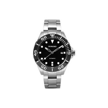 RUNOSD Automatic Mechanical Movement Stainless Steel Watchband Men's Watches Black Dial