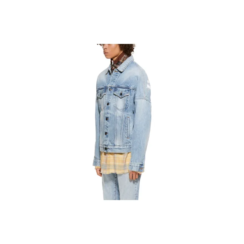 PALM ANGELS Logo Over Button up Denim Jacket-3