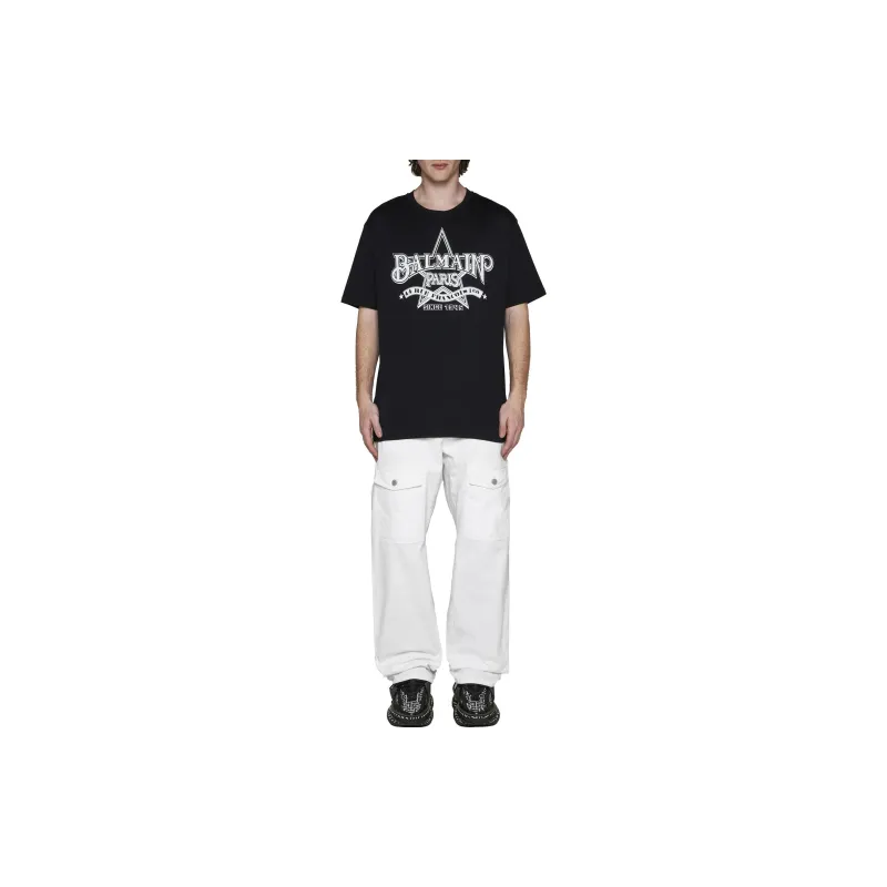 BALMAIN Star Printed Crewneck T Shirt-1