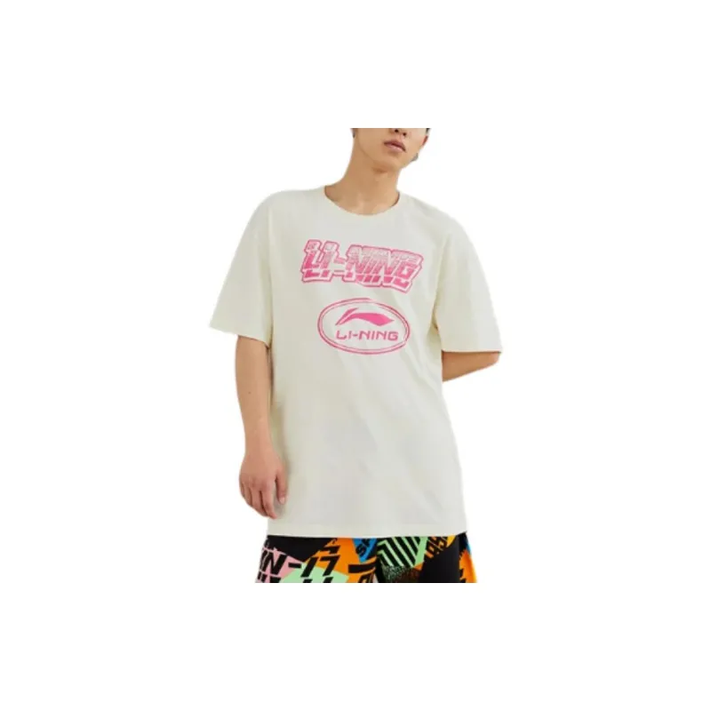 LiNing Knight T Shirts Unisex Ecru-3