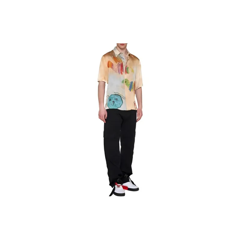 OFF WHITE Cartoon Printed Short Sleeved Shirt-2