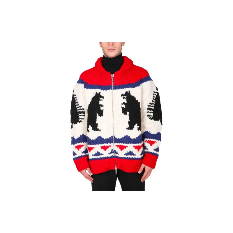 DSQUARED 2 Intarsia Knit Zipped Sweater-2