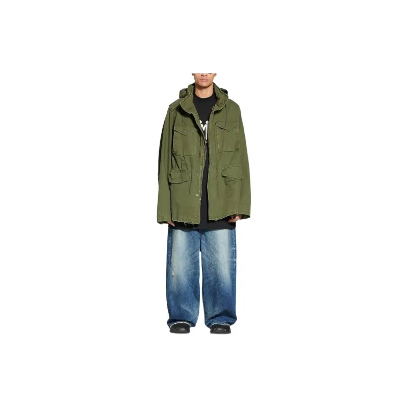 Balenciaga FW22 Jackets Coats Loose Fit Style Men's Green-3