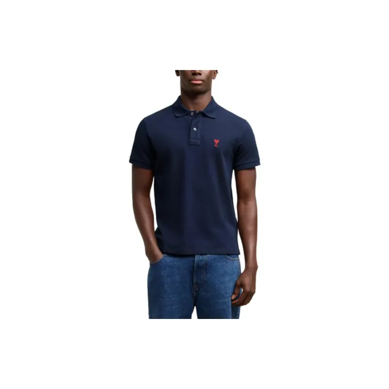 Ami Paris Ami De Coeur Logo Embroidered Polo Shirt-1