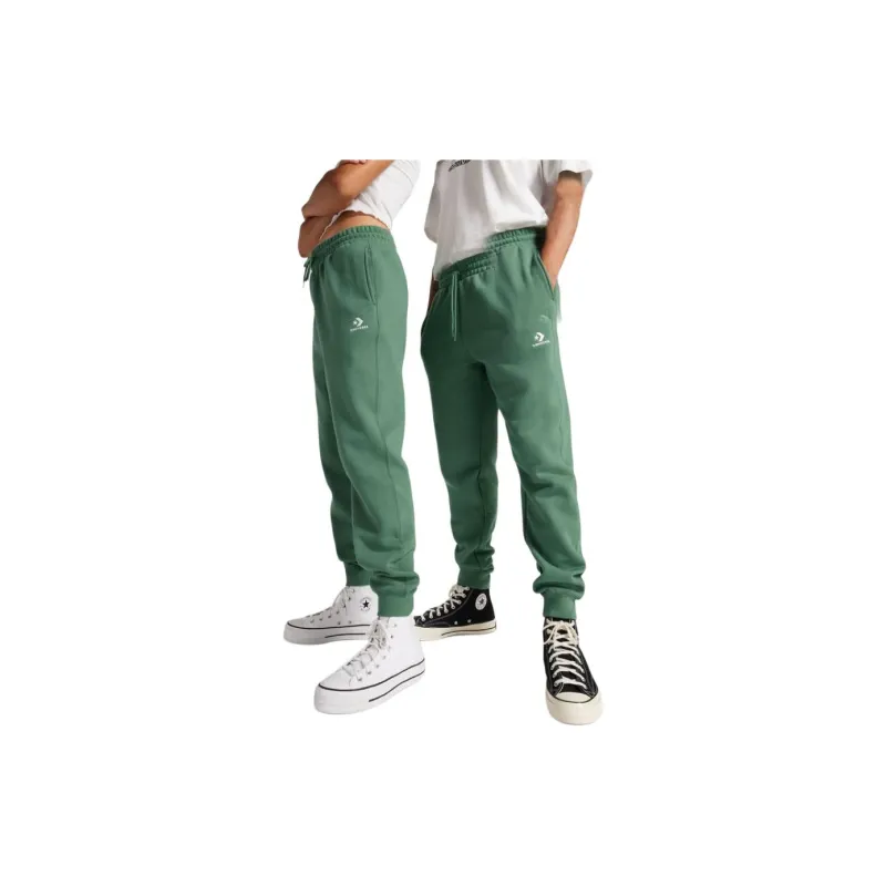 Converse Go-To Star Embroidered Star V-shaped Standard Brushed Sweatpants Casual Pants Unisex Green-1