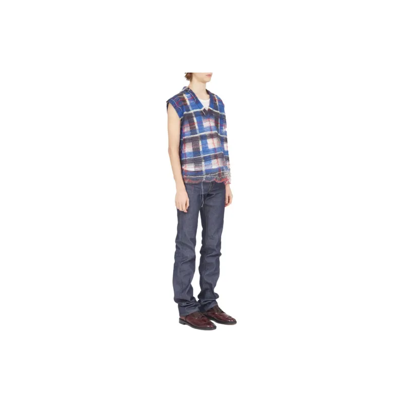 Maison Margiela Distressed Checked Tank Top-4