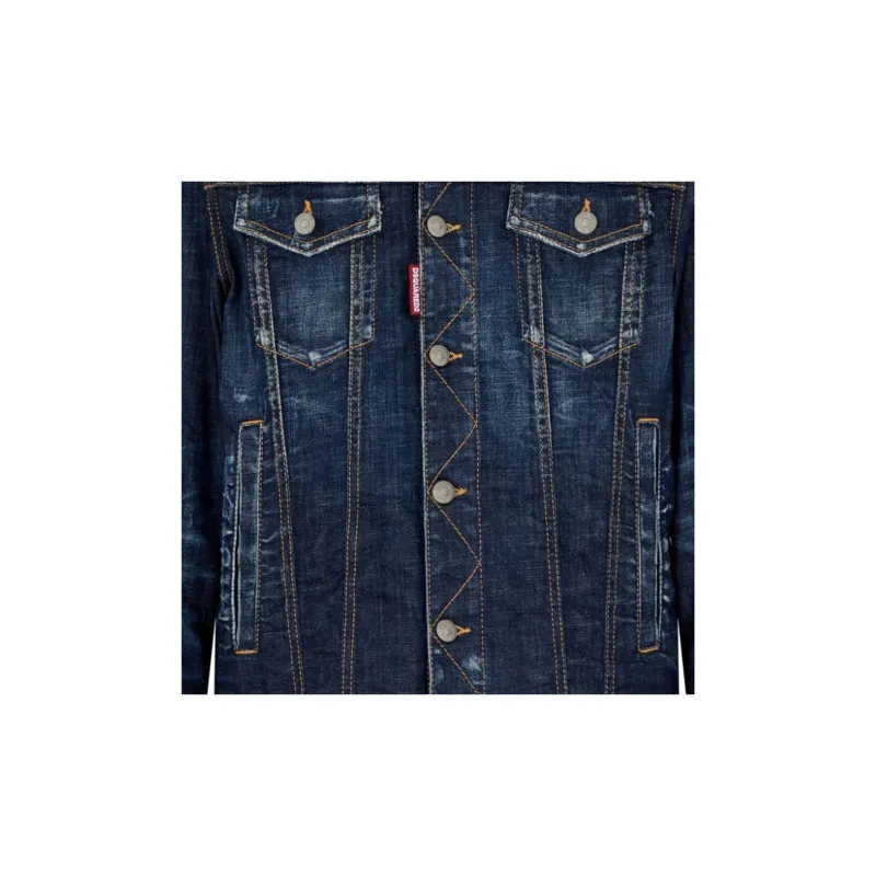 DSQUARED 2 Whiskering-Effect Distressed Denim Jacket-6