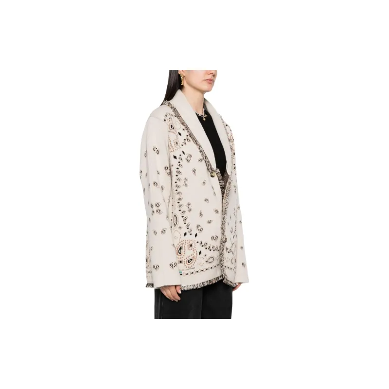 Alanui Bandana jacquard Frayed edge Cardigan-3