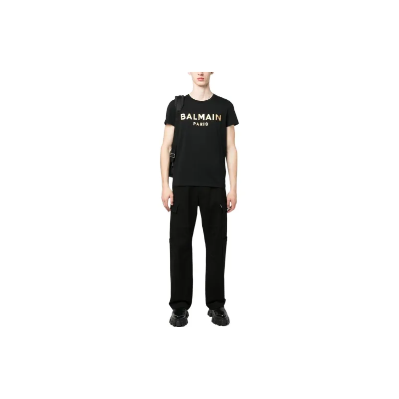 BALMAIN Logo Printed Crewneck T Shirt-1