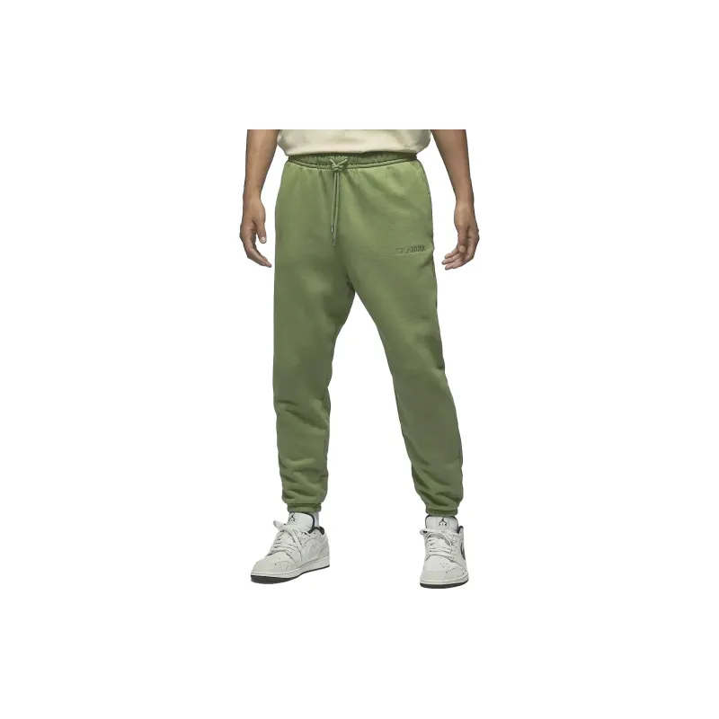 Jordan Wordmark Knitted Sweatpants Men Light Olive Yellow-3