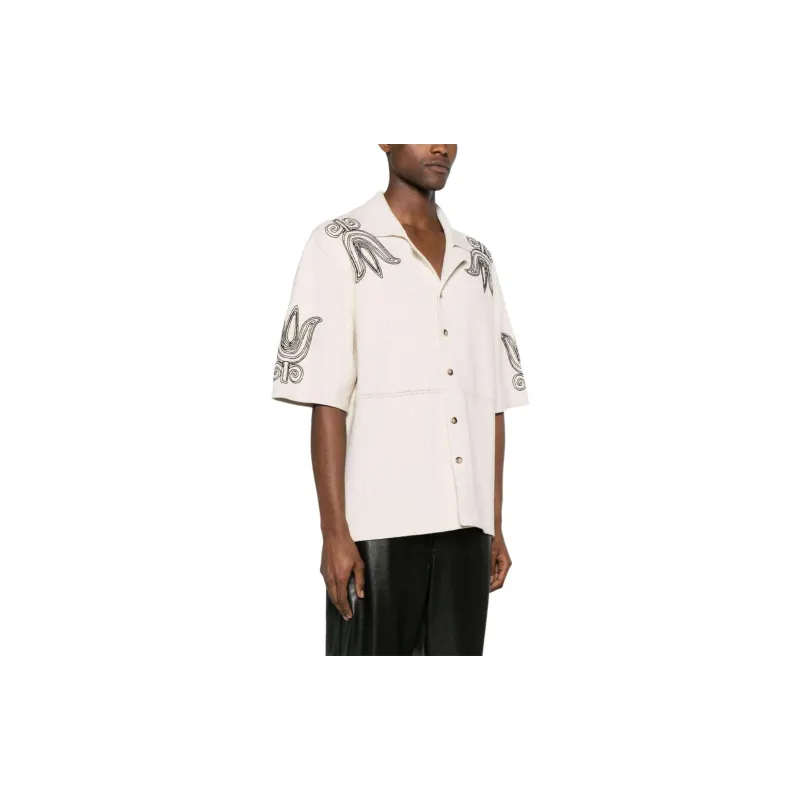 NANUSHKA Embroidered Camp-collar Cardigan-3