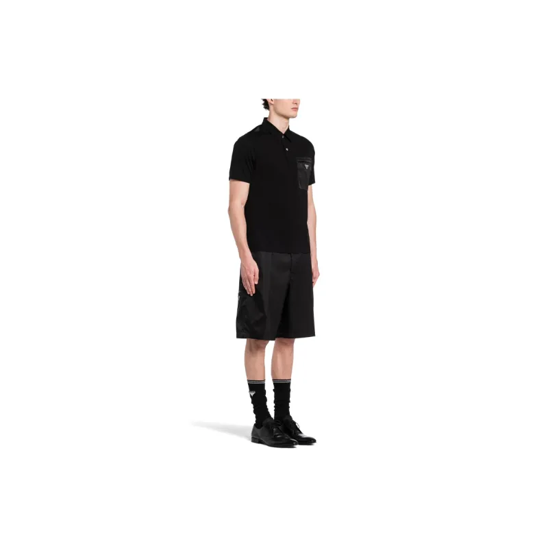 PRADA Logo Plaque Short Sleeved Polo Shirt-4