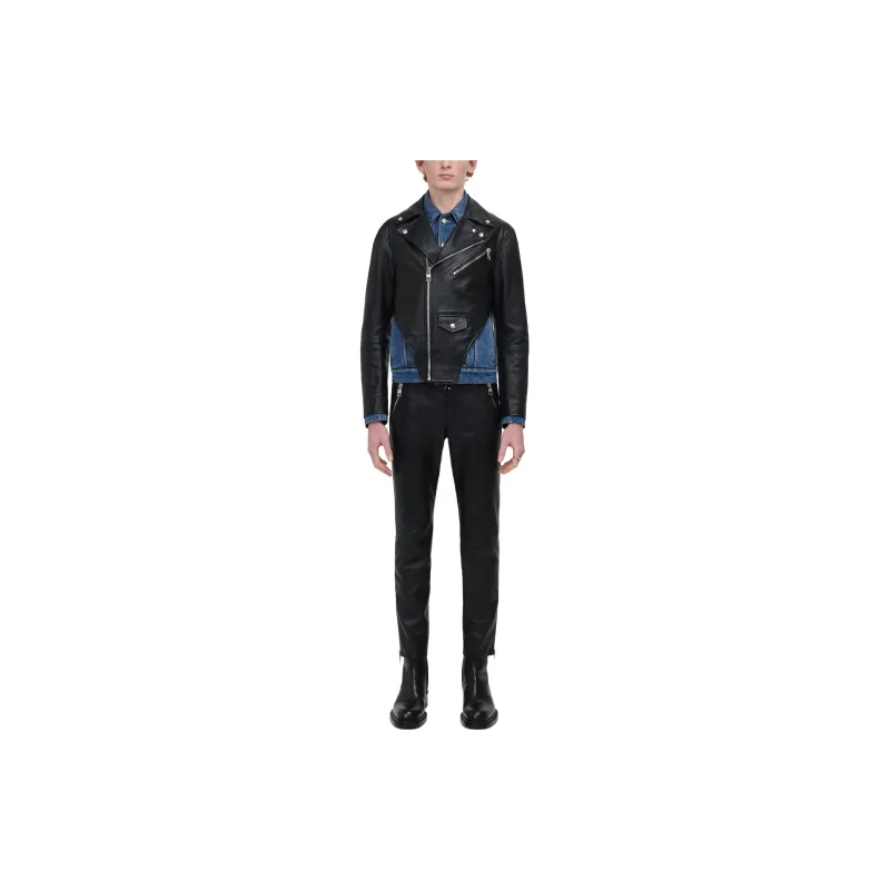 Alexander McQueen Mid Rise Leather Cropped Trousers-1