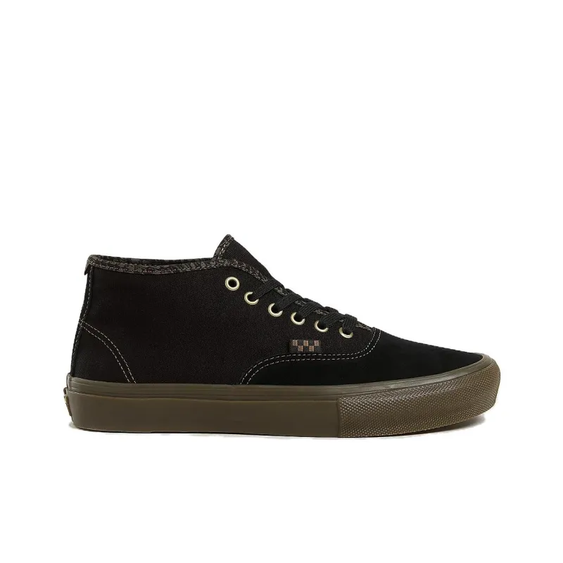 Vans Skate Authentic Non slip Lightweight Mid Top Skateboard Shoes Men's Black-1