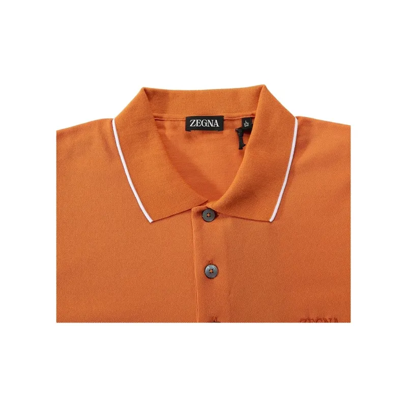 Zegna SS24 Polo Shirt Men's Bright Orange-2