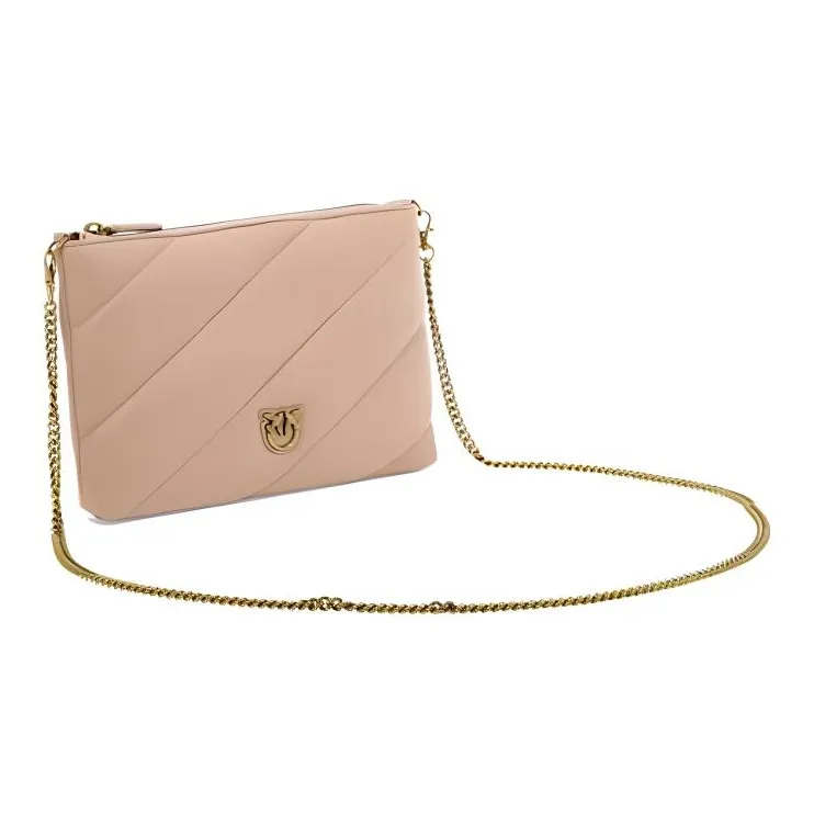 PINKO Leather One Shoulder Crossbody Clutches Women's Light Pink-1