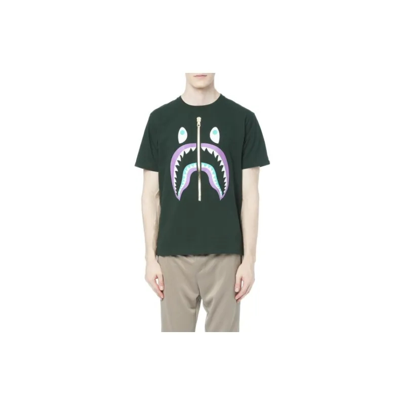 Bape Colors Gold Zip Shark Tee SS19-5