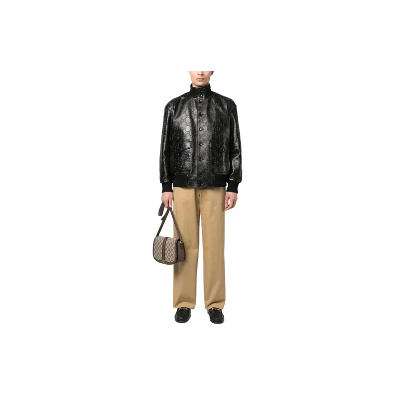 GUCCI Leather Jackets Men Black-1