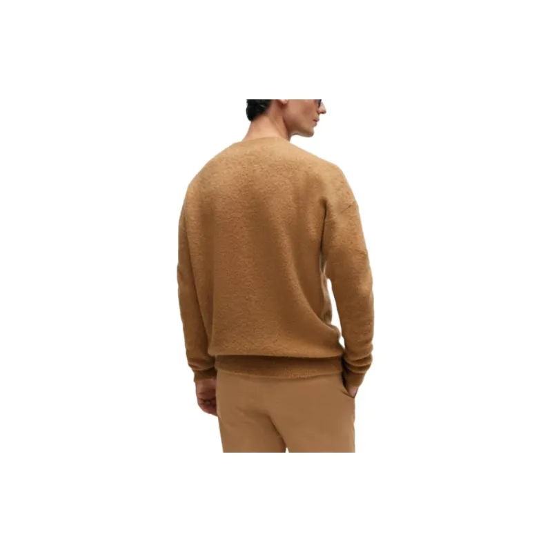 HUGO BOSS Relaxed-Fit Sweater In Cashmere And Silk Sweater Men's Khaki-1