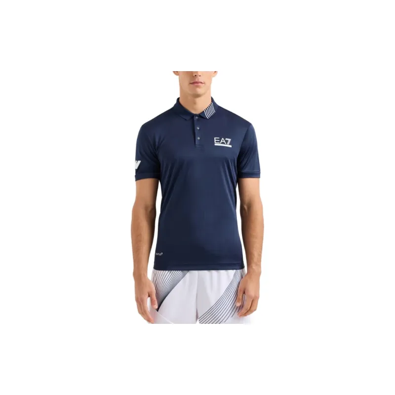 EMPORIO ARMANI EA7 SS24 Polo Shirt Men's Navy Blue-3