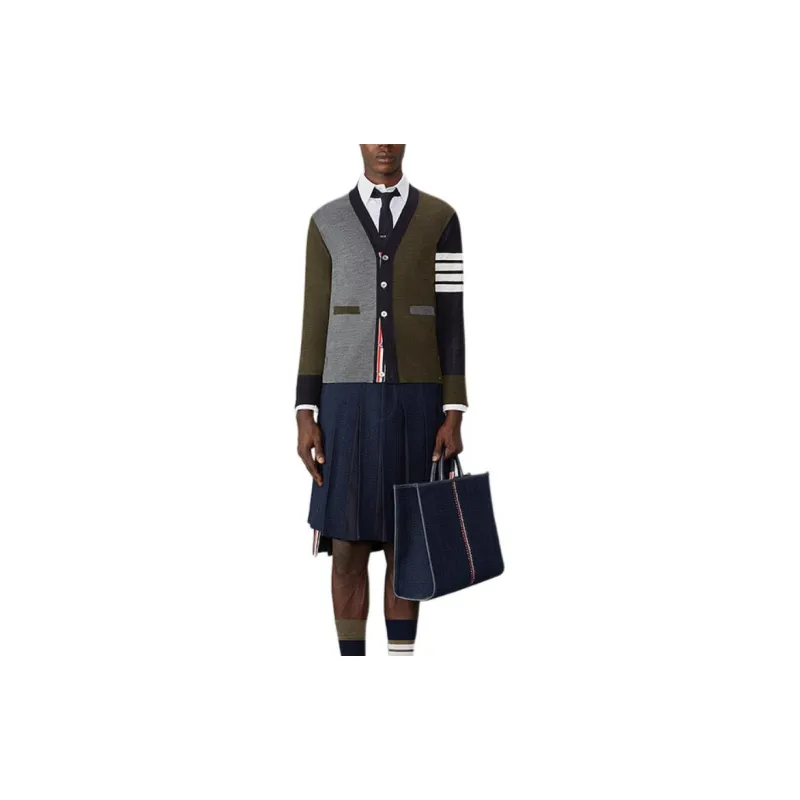 THOM BROWNE Colour Block Knitted Cardigan-1