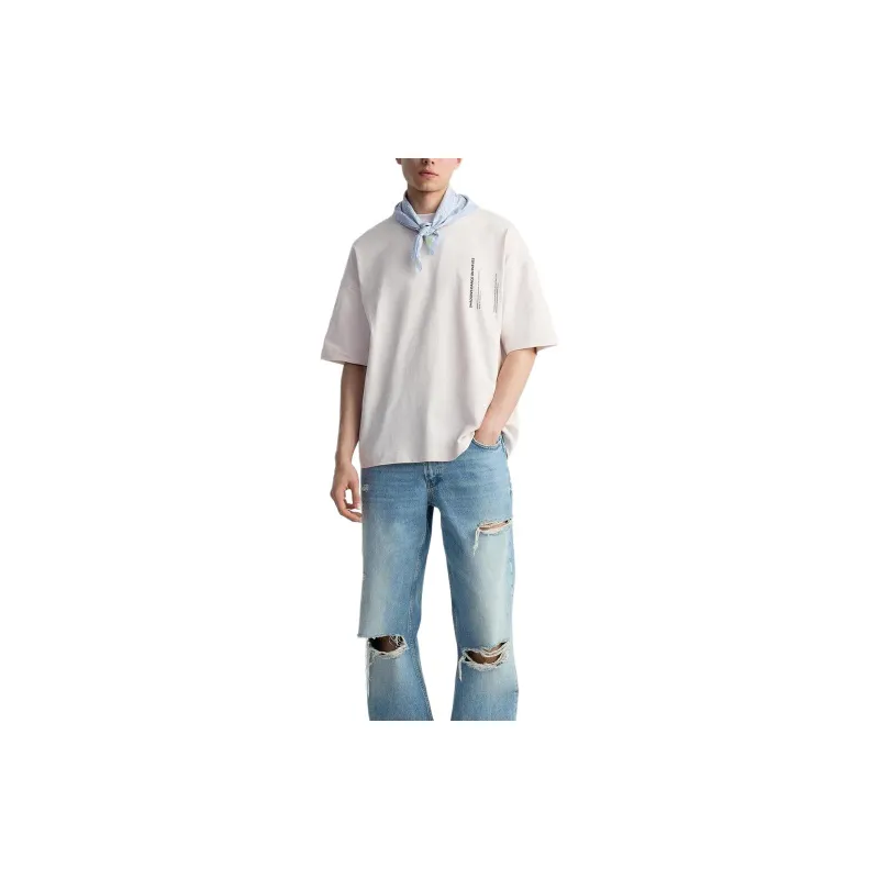 ZARA T-Shirts Men Pink-2