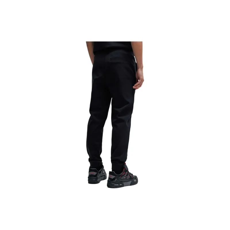 HUGO BOSS SS24 Stretch-Cotton Tracksuit Bottoms With Stacked Logo Casual Pants Men's Black-2