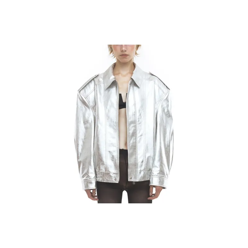 OSOI FW23 Leather Jacket Unisex Silver-2