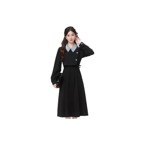 Mm Long-Sleeved Dresses Women's Black