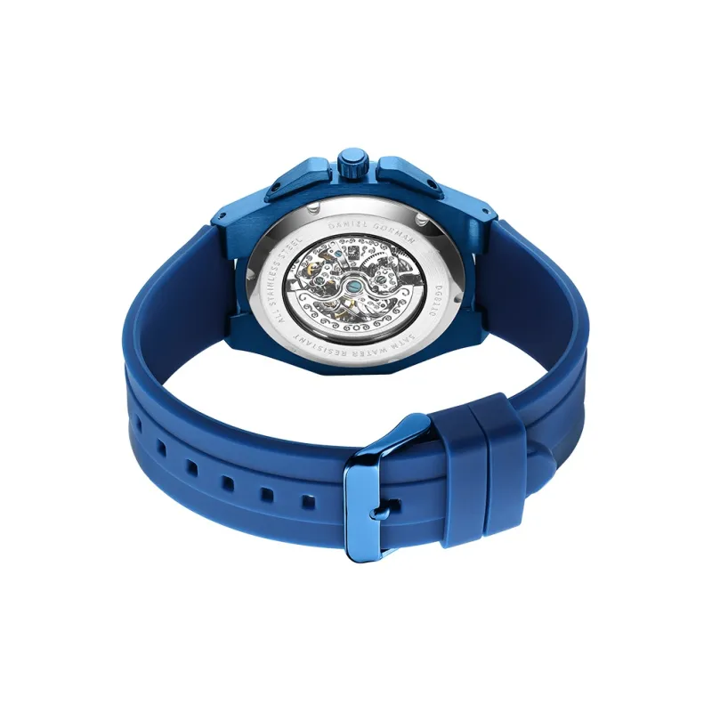 DANIEL GORMAN Daniel Golman Watch For Men Mechanical Movement Silicone Strap Watch Men's Watches Blue Dial-4