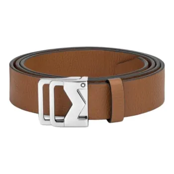 MONTBLANC Cow Leather Belts Unisex Caramel Brown Width  3.5cm
