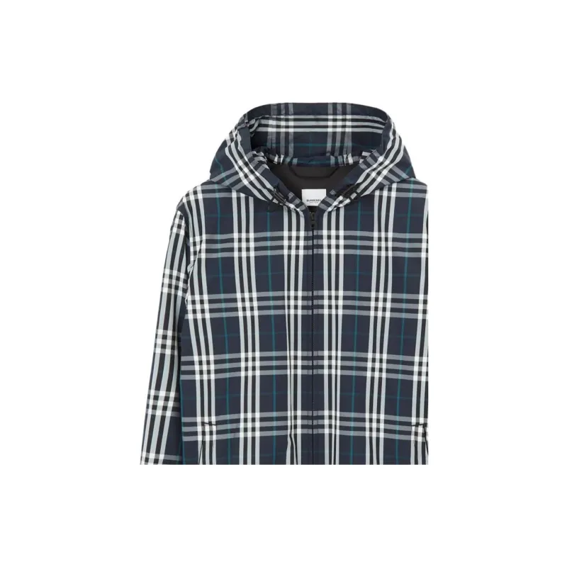 Burberry Checked Zip up Hooded Jacket-4
