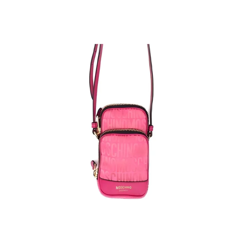 MOSCHINO Cotton And Polyester Blend One Shoulder Crossbody Cell Phone Pouch Women's Pink-0