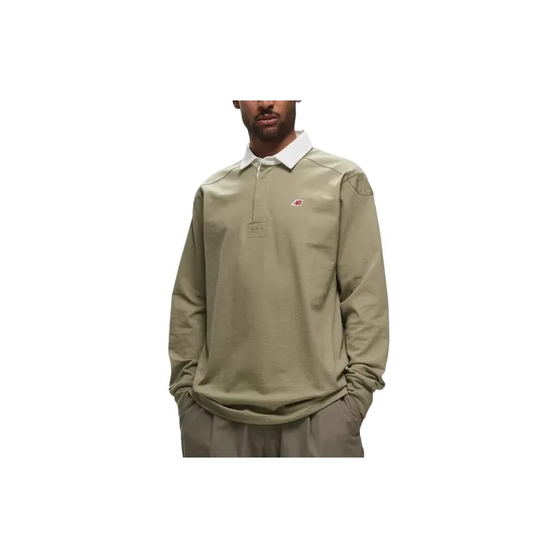 New Balance Made In Usa Long Sleeve Polo Shirt Unisex Green-1