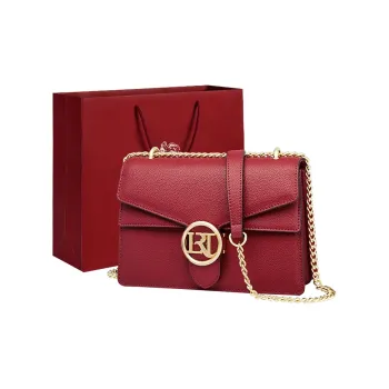 Old Man's Head Cow Leather One Shoulder Small Square Bag Crossbody Bag Women's Red