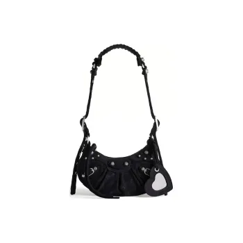 Balenciaga Le Cagole Monogram Sponge Fabric Handbag, Shoulder Bag Women's Black