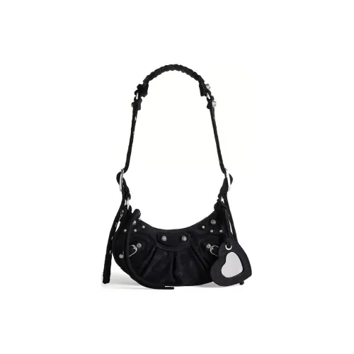 Balenciaga Le Cagole Monogram Sponge Fabric Handbag, Shoulder Bag Women's Black