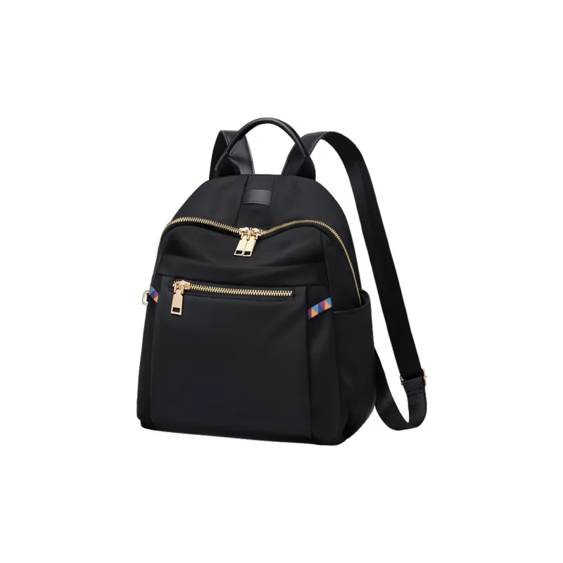 Old Man's Head Nylon Backpacks Women's Black-4