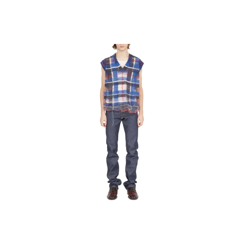 Maison Margiela Distressed Checked Tank Top-2