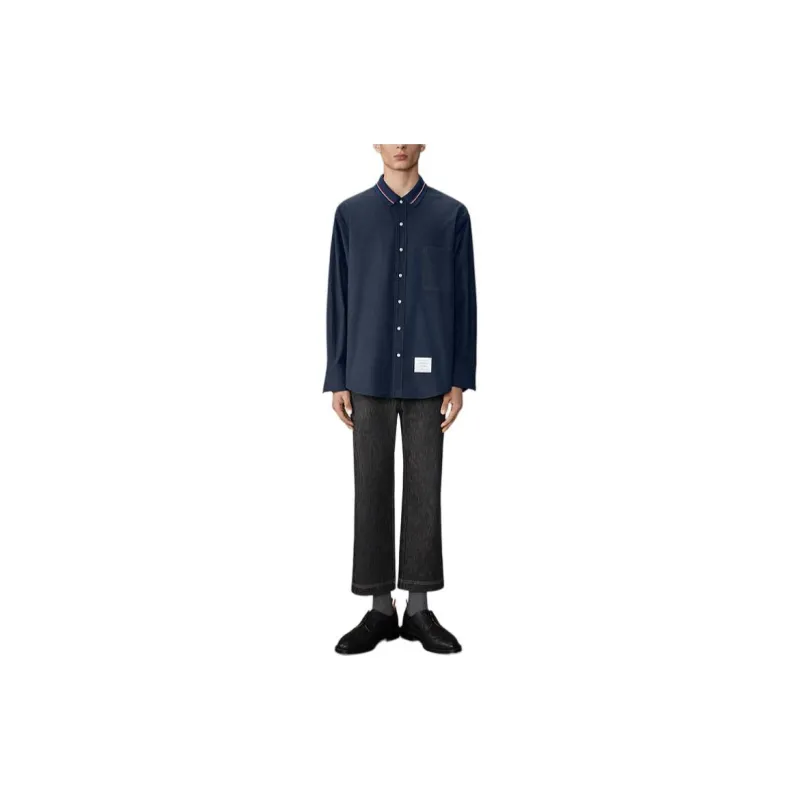 THOM BROWNE Rwb Striped Curved Hem Shirt-3