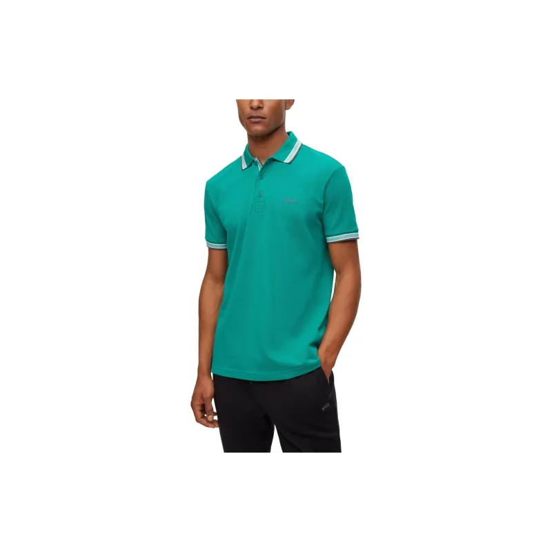 HUGO BOSS Short Sleeved Polo Shirt Men's Turquoise-4