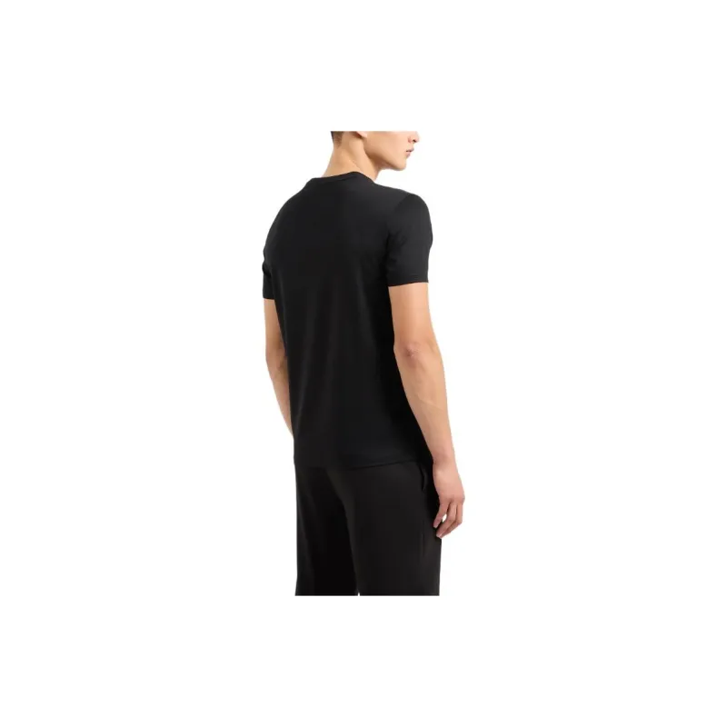 ARMANI EXCHANGEAE Letter Logo Print Crew Neck Short Sleeved T Shirt T Shirt Men's Black-2