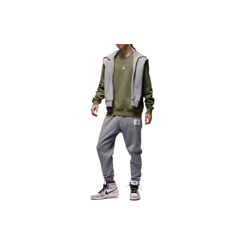 Jordan FAS M J ESS FLC CREW GCEL Sweatshirts Men Medium Olive Green-2