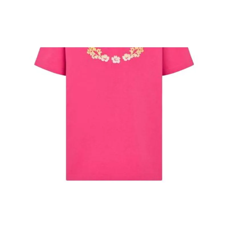 DIOR Logo Print Casual Short Sleeved T Shirt T Shirt Unisex Pink-5