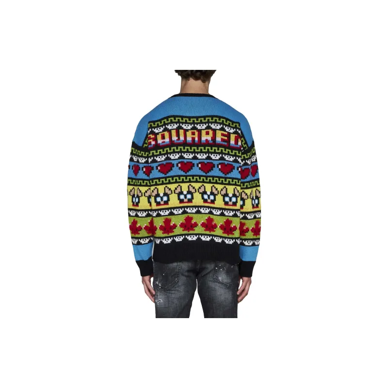 DSQUARED 2 Jacquard Crewneck Knitted Jumper-5