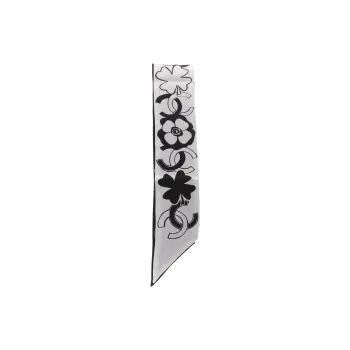 CHANEL Silk Silk Scarves Women's Black/White