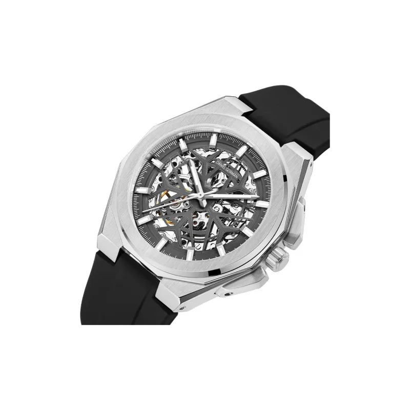 DANIEL GORMAN Daniel Golman Watch For Men Mechanical Movement Silicone Strap Watch Men's Watches Black Dial-2