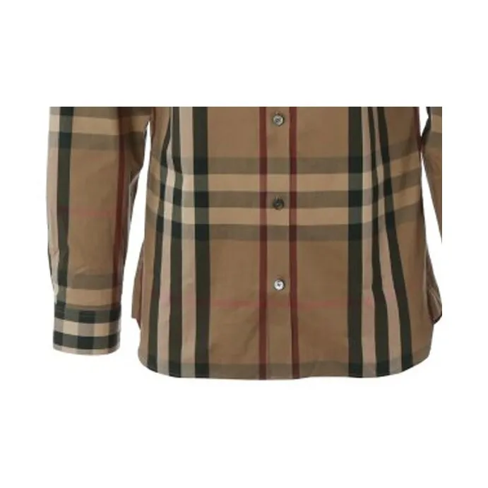 Burberry Check Point Collar Single-Breasted Long Sleeve Shirt Brown-10