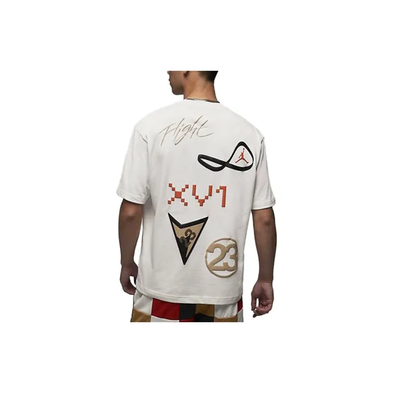 Jordan Drop Shoulder Sleeve T-Shirt Men's White-4